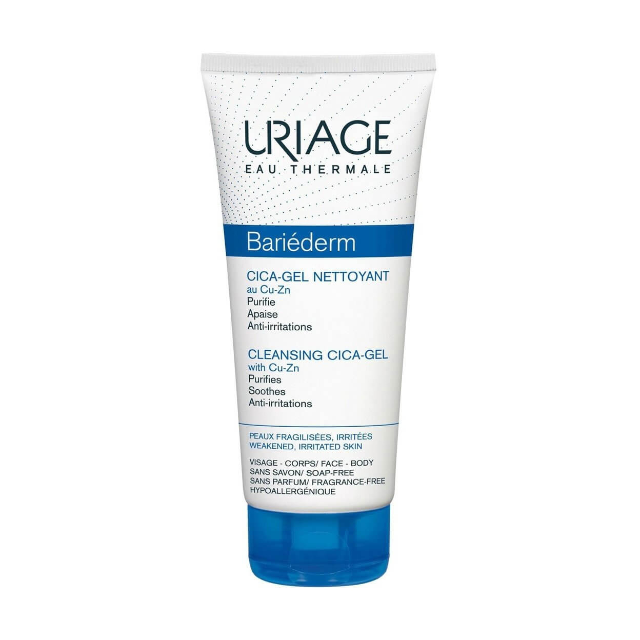 Очищувальний цика-гель для обличчя Uriage Bariederm з Cu-Zn+ Anti-Irritation Cleansing Gel проти подразнень, 200 мл